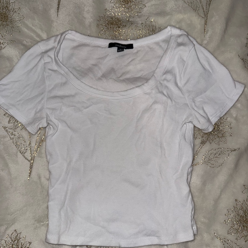 Ambiance Pure White Ribbed Crop Top